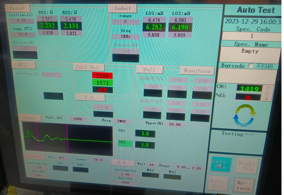 Mesin pengujian stator motor DC dengan perlengkapan pneumatik pemasok
