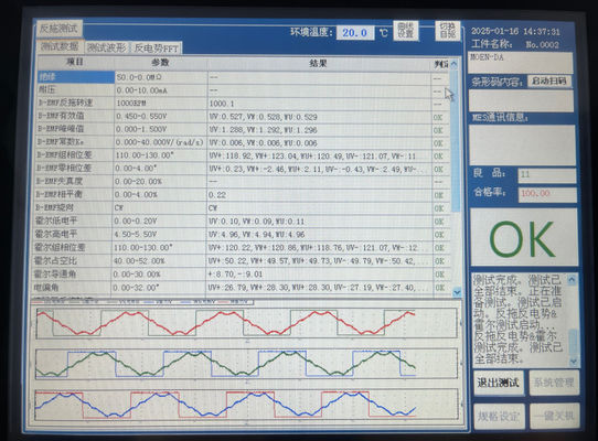 Mesin pengujian BLDC Motor Rotor Armature BEMF Magnetic Detection Single Station pemasok