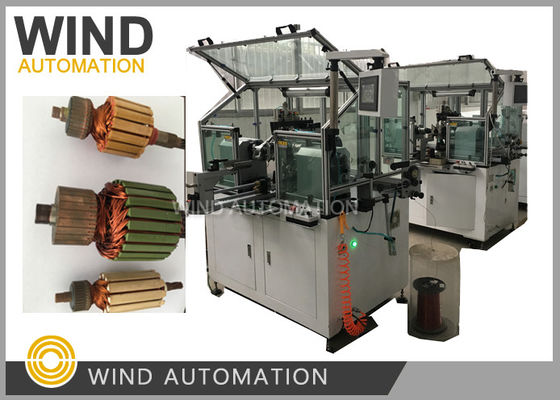 Komutator konvensional Coil Armature Dual Flyer Winding Machine Untuk Motor Arus Langsung Magnetik Permanen pemasok